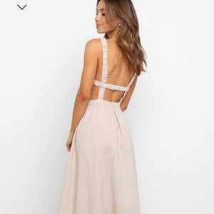 Midi Beige Petal & Pup Dress